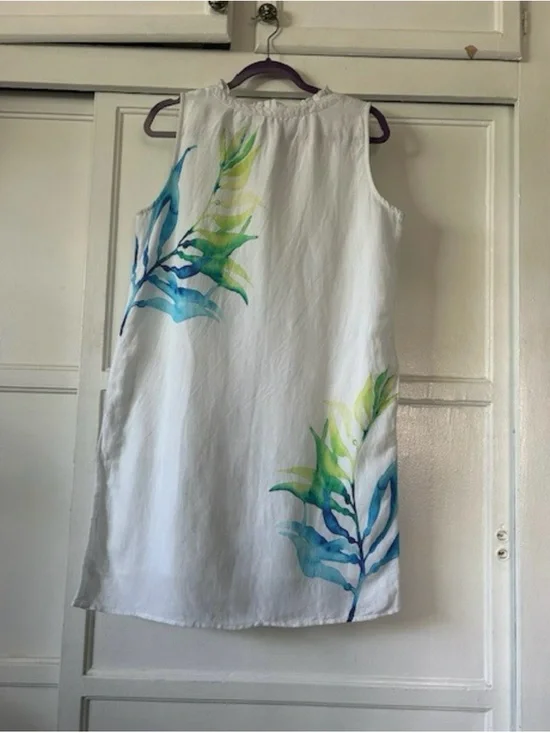Tommy Bahama NEW Linen Sleeveless Women's Dress Size Small White Floral Tropical - Picture 2 of 4